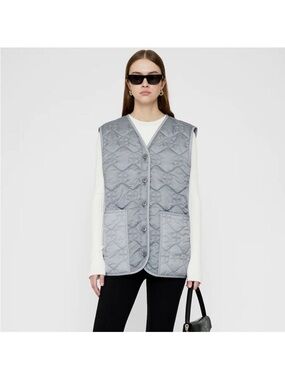 Anine Bing Andy Monogram Vest Grey size Large NWT NEW